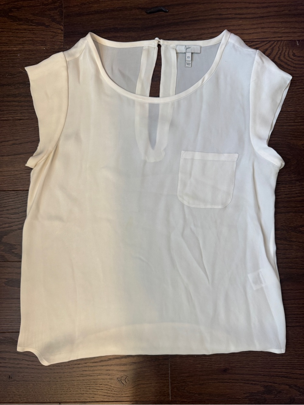 Joie Cream Cap-Sleeve Pocket Blouse